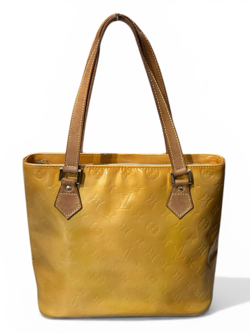 Louis Vuitton Yellow Vernis Monogram Houston Tote Shoulder Handbag